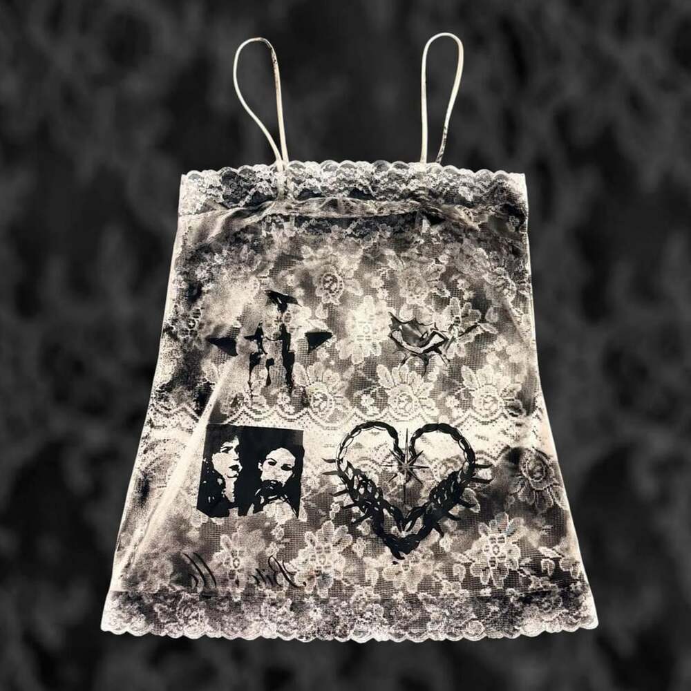 Handmade Reworked Lace Cami Top Y2K Grunge Slip